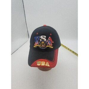 Patriotic USA Flag Black Red White Wave Curve Baseball Cap Hat One Size Adjustab